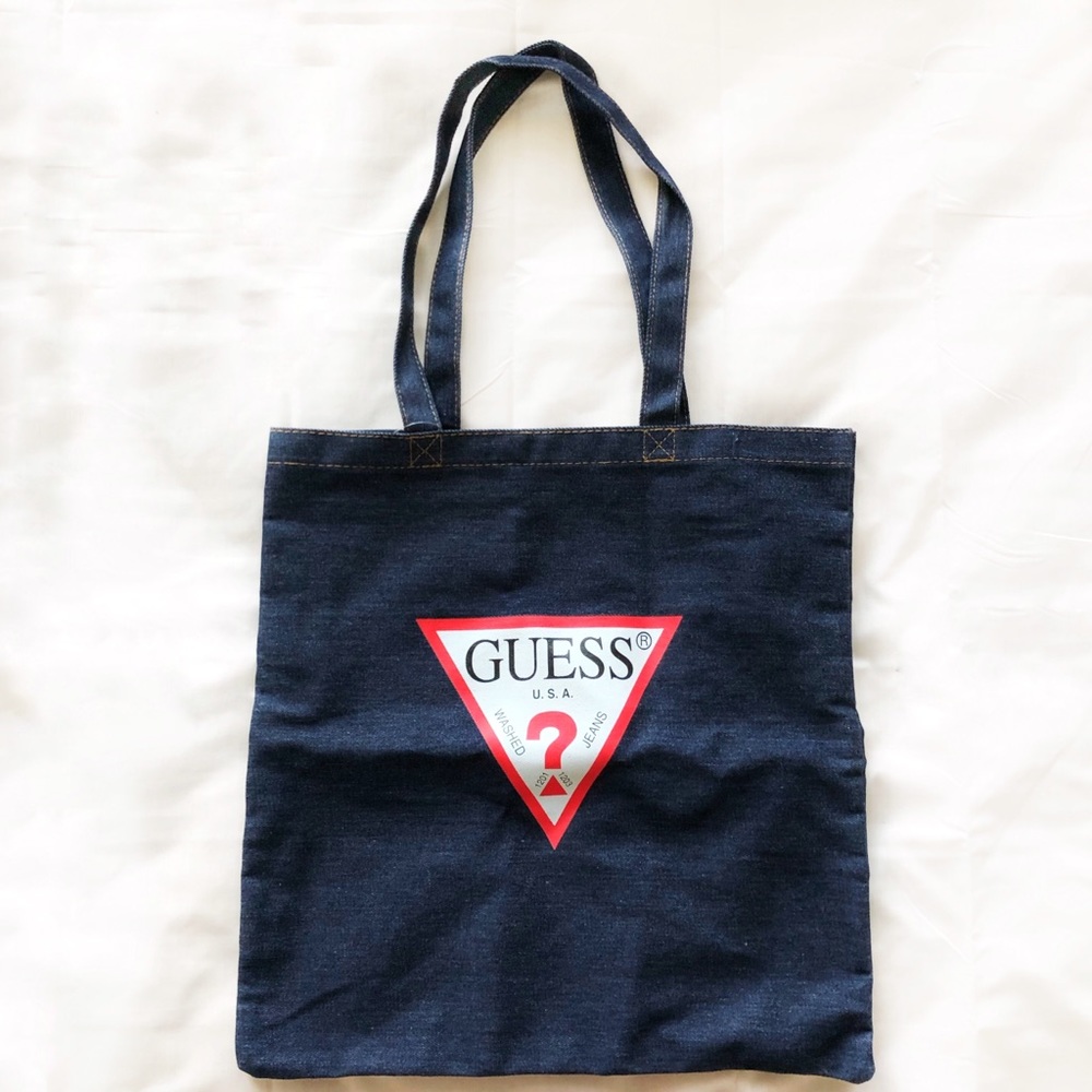 GUESS Denim Logo Tote